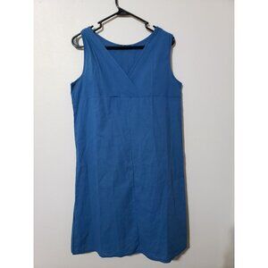 Emery Rose blue, sleeveless, v-neck, belted shift dress, size M